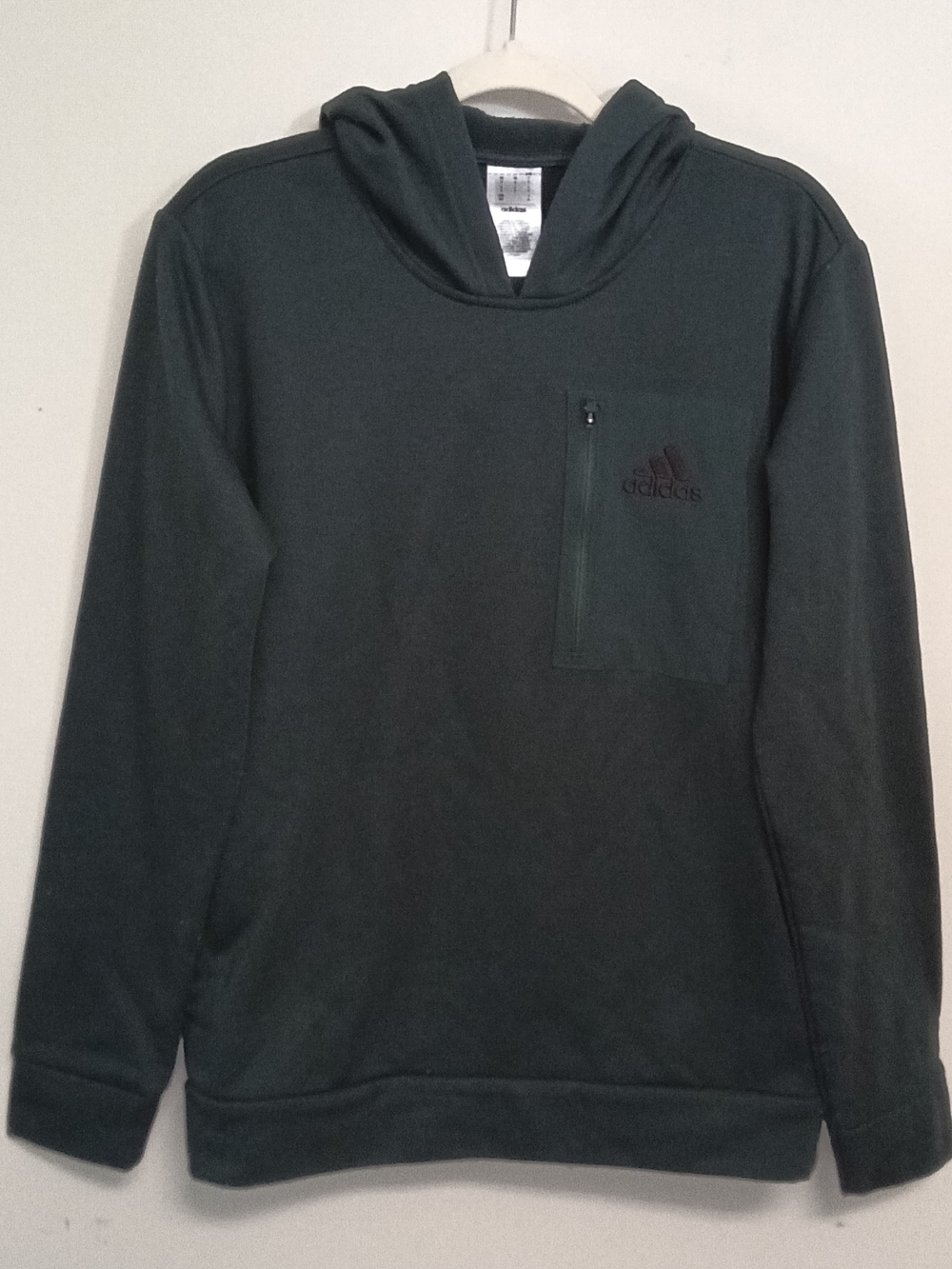 adidas Dark Forest Green Men's Pullover Hoodie Chest Zip Pocket Logo Small
